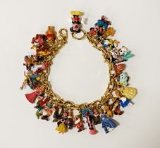 24CT GOLD PLATED BRADFORD EXCHANGE DISNEY CHARM BRACELET