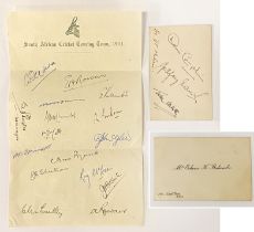 CRICKET AUTOGRAPH DENNIS COMPTON ET AL.. 1951 SOUTH AFRICAN TOURING TEAM