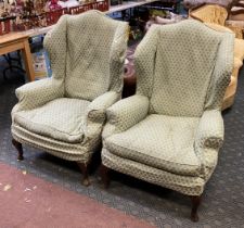 PAIR OF ANTIQUE ARMCHAIRS ON PAD FEET