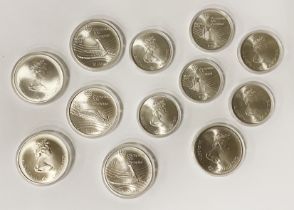6 CANADIAN SILVER PROOF 10 DOLLAR COMMEMORATIVE (OLYMPIAD) COINS TOGETHER WITH 6 FIVE DOLLAR