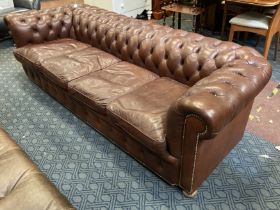 BROWN 4 SEATER CHESTERFIELD SOFA