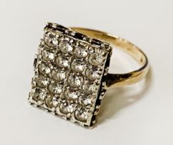 9CT ART DECO STYLE & GLASS RING