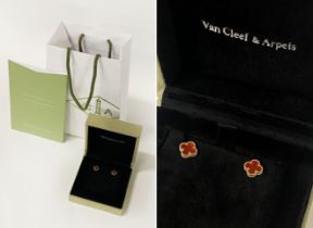 VAN CLEEF & ARPELS - PAIR OF 18 CARAT GOLD EARRINGS - BOXED WITH CERTIFICATE