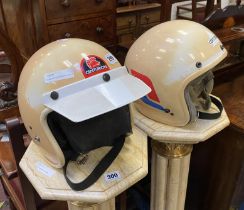 A PAIR OF 1970S MOTOR CYCLE HELMETS CENTURION