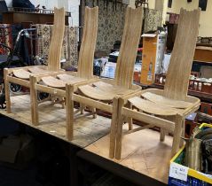 SET OF 4 LIMED OAK DINING CHAIRS - ALLMILMO