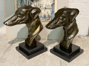 PAIR OF BRONZED GREYHOUNDS - 21 CMS (H) APPROX