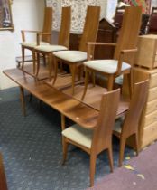 ROBERT HERITAGE ROSEWOOD DINING TABLE WITH 2 EXTRA LEAVES & 8 CHAIRS
