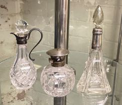 3 SILVER COLLARED PERFUME BOTTLES