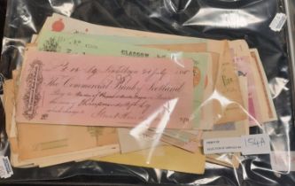 SELECTION OF VARIOUS BANK CHEQUES INCL. SCOTTISH ,FOREIGN & TWO USED BOOKS OF CHEQUES