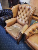 LEATHER CHESTERFIELD WINGBACK CHAIR