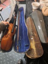 3 VIOLINS WITH BOWS AND CASES