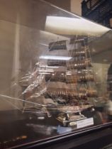 950 SILVER TEA CLIPPER SHIP IN PERSPEX CASE