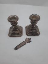 H/M SILVER DWARF CANDLESTICKS WITH A TIFFANY MONEY CLIP