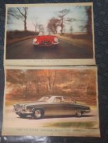 2 VINTAGE JAGUAR POSTERS: 3.8 LITRE 'E' TYPE & 3.8L MARK 10 SALOON