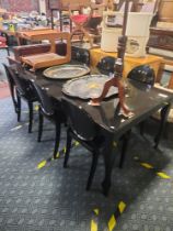 BLACK DINING TABLE & 6 CHAIRS