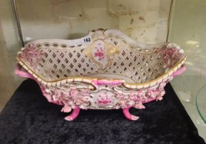 MEISSEN PIERCED RAISED BOWL 42CMS X 32CMS