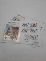 FOUR SILK FIRST DAY COVERS - A CHRISTMAS CAROL - LTD EDITION - NUMBERED