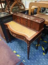 SERPENTINE FRONT LADIES DESK WITH LEATHER TOP