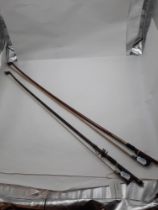 2 VIOLIN BOWS WITH NAME STAMPS