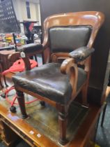 VICTORIAN LIBRARY CHAIR LEATHER