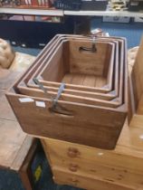 SET OF 4 WOODEN GRADUATED CHAMPAGNE BOXES