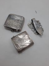 2 STERLING SILVER VESTA CASES WITH A STERLING SILVER MONEY CLIP 2OZS APPROX