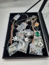 QTY OF SILVER NECKLACES PENDANTS & CHAINS
