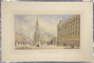 JOHN O'CONNOR (1830-1889) WATERCOLOUR ''CHARING CROSS THE STRAND'' SIGNED WITH INITIALS 21CM X