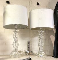 PAIR OF ACRYLIC BASED TABLE LAMPS WITH SHADES