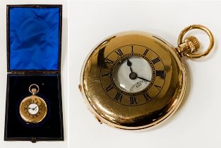 9CT GOLD BENSON HALF HUNTER POCKET WATCH - INSCRIBED ''ALBERT MANN IN RECOGNITION OF 60 YEARS