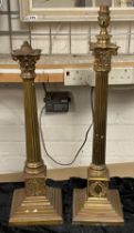 TWO CORINTHIAN COLUMN TABLE LAMPS