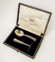 CASED HM SILVER CHILDREN'S PAP SPOON / PUSHER - 1 OZ APPROX