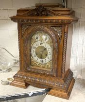 JUNGHAUS OAK MANTLE CLOCK - 48 CMS (H) APPROX