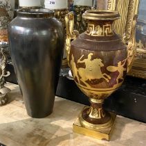 STONEWARE GLAZED VASE WITH A GRECIAN STYLE URN