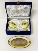 SILVER & ENAMEL CONDIMENT SET CHINESE