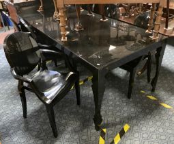 BLACK DINING TABLE & 6 CHAIRS