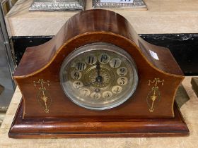 INLAID MAHOGANY MANTLE CLOCK