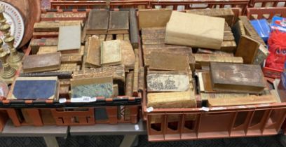 2 TRAYS OF ANTIQUARIAN BOOKS