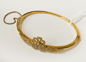 VINTAGE GOLD & SEED PEARL BANGLE - APPROX 7.1 GRAMS