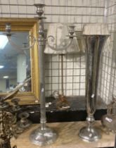 LARGE SILVER PLATE CANDELBRA & VASE