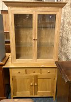 MODERN OAK GLASS FRONTED CABINET - MARKS & SPENCER