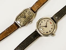 TWO VINTAGE H/M SILVER WRISTWATCHES