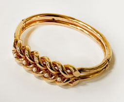 GOLD & PEARL BANGLE - APPROX 22.6 GRAMS