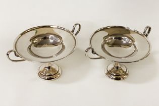 PAIR OF HM SILVER RAISED DOUBLE HANDLED COMPORTS - APPROX 8 OZ