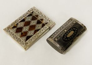 EARLY SNUFF BOX WITH MOTHER OF PEARL CARD CASE