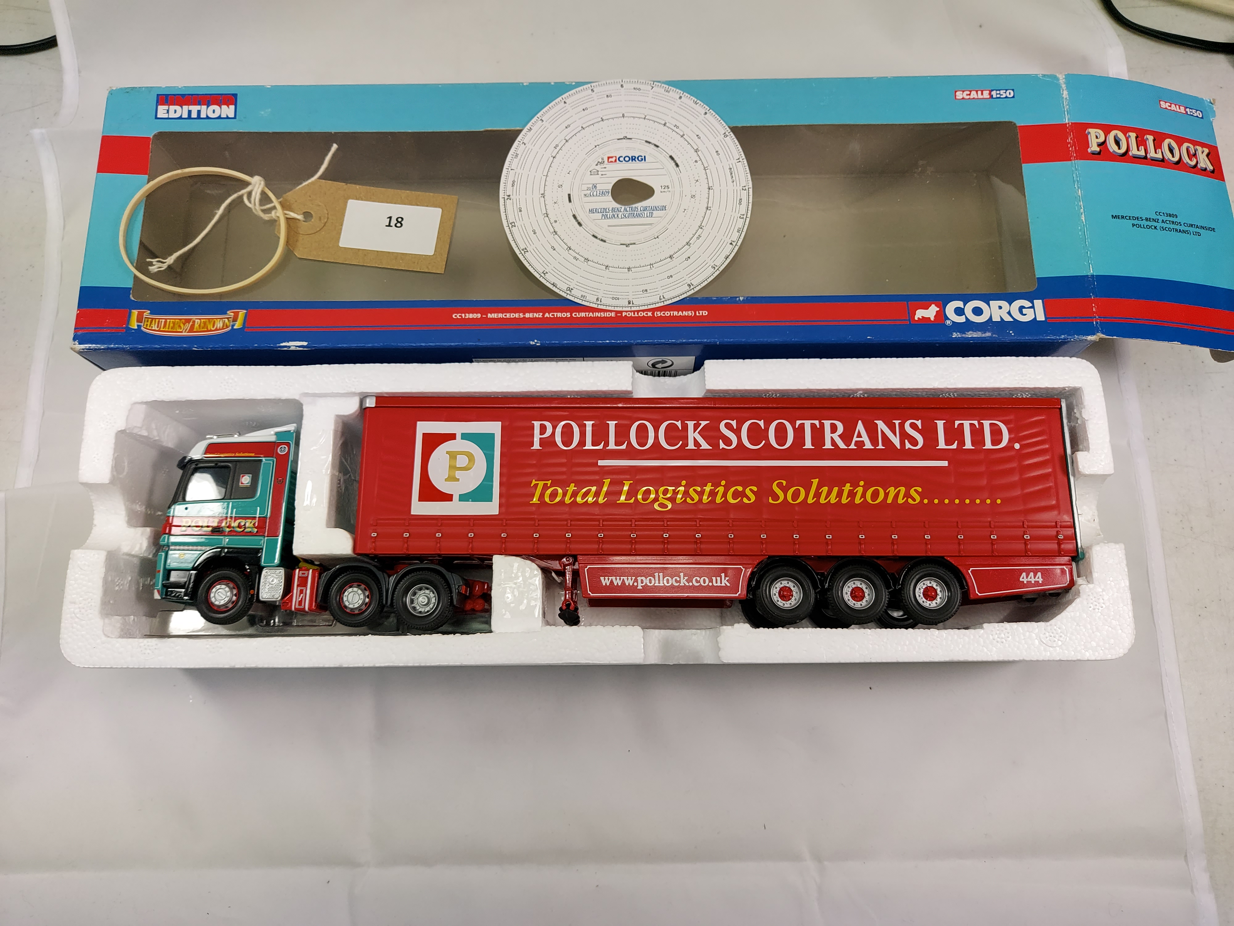 Corgi Mercedes Benz Actros Curtainside - Pollock (Scotrans) Ltd - GC-box worn