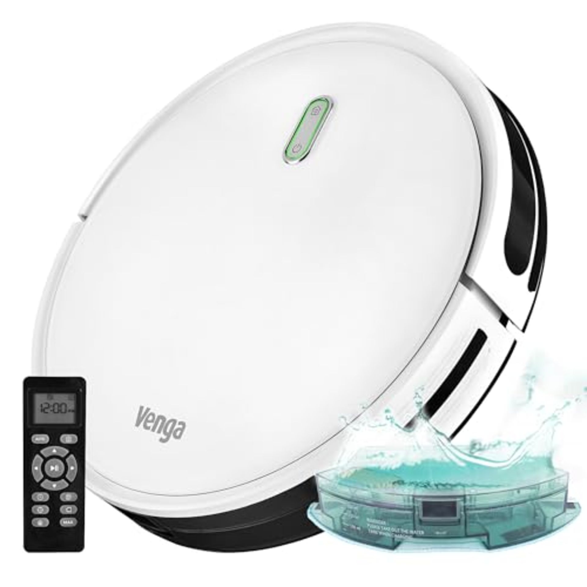 Venga! Robot Vacuum Cleaner with Mop, Easy to Use, 6 Cleaning Modes, Quiet Action, White, VG RVC 30