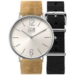 ICE-WATCH - CITY Belfast - Beige Herrenuhr mit Lederarmband + zusÃ¤tzliches Nylonband - 001372 (M