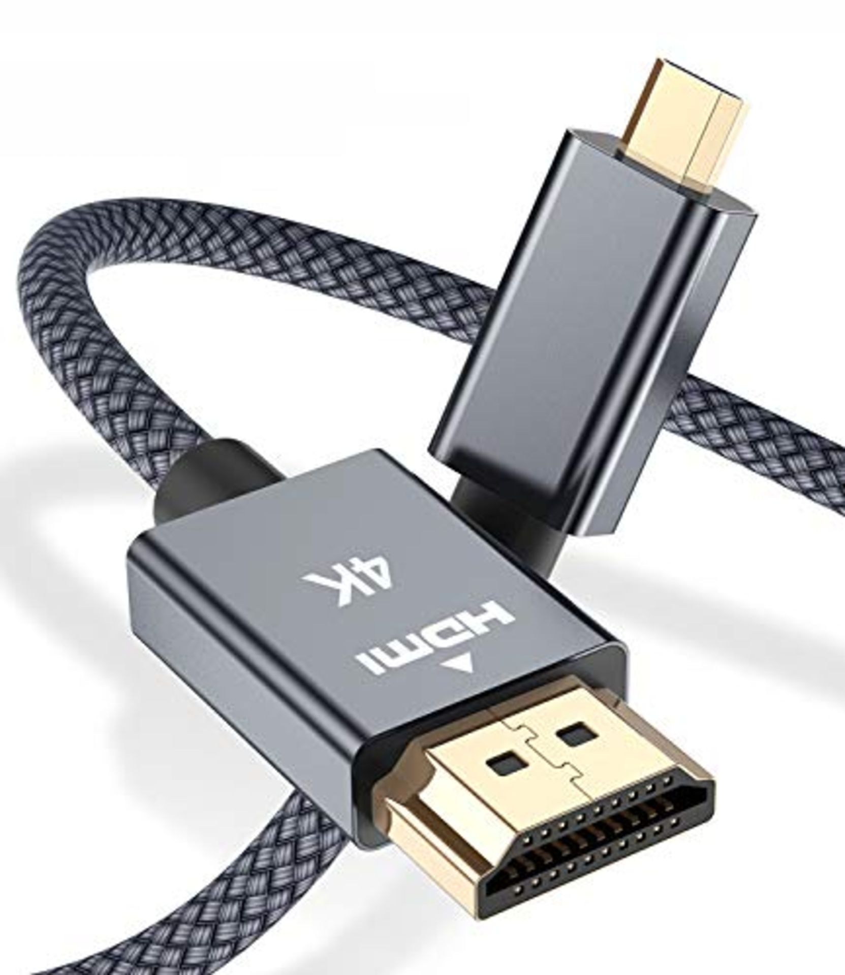 RUXELY Micro HDMI to HDMI Cable 2M,4K 60Hz 3D Nylon Braided Micro HDMI Lead Type D Cord for Raspber