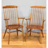 John Cooper, Newark, two beech and elm highbacked chairs, c.1980's (2)